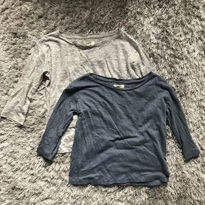 Two madewell linen boatneck 3/4 sleeve tops